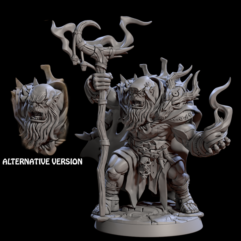 Grak the Orc Shaman v2  Savage Mystic Miniature with Alternate Version