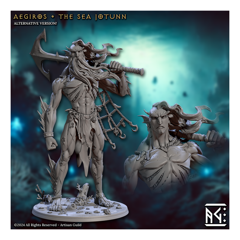 Aegiros  The Sea Jotunn | Resin Miniature for Tabletop RPGs and Wargames 100mm Base