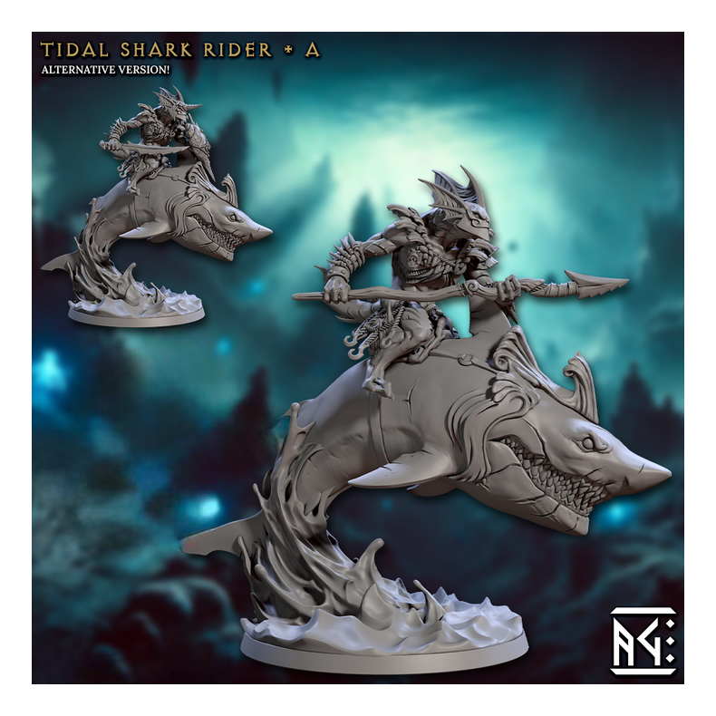 Tidal Shark Rider  A | Mirmidons of the Death-Tide | 32mm Resin Miniature