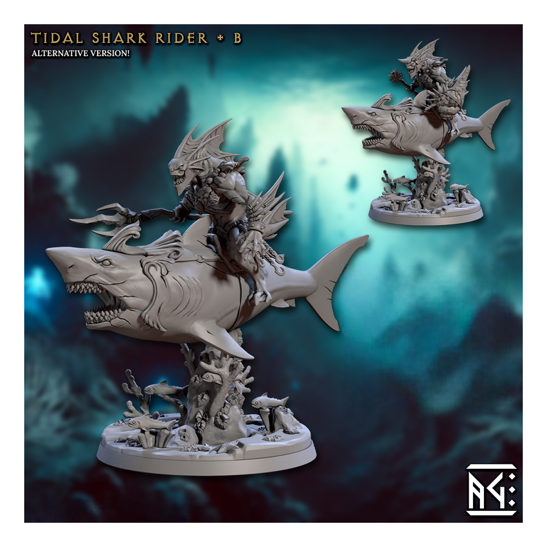Tidal Shark Rider  B | Mirmidons of the Death-Tide | 32mm Resin Miniature