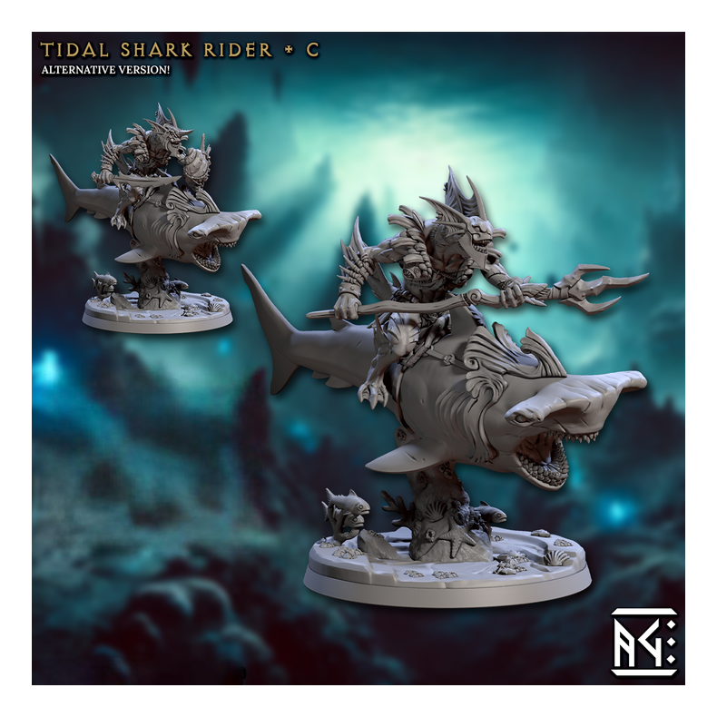 Tidal Shark Rider  C | Mirmidons of the Death-Tide | 32mm Resin Miniature