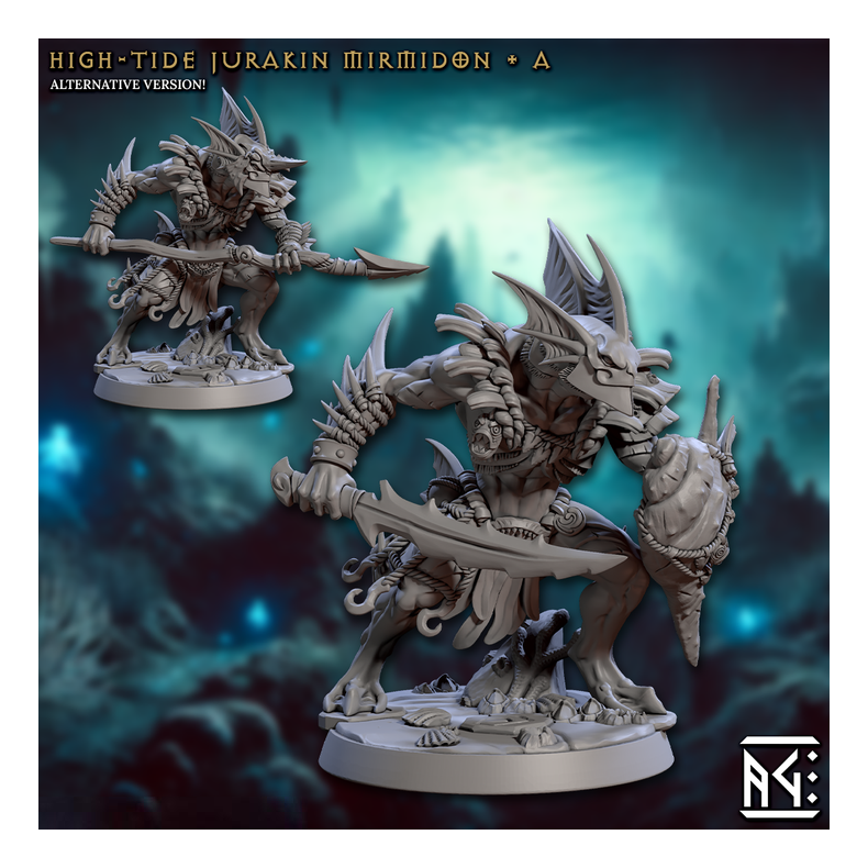 High-Tide Jurakin Mirmidon  A | 32mm Resin Miniature | Mirmidons of the Death-Tide