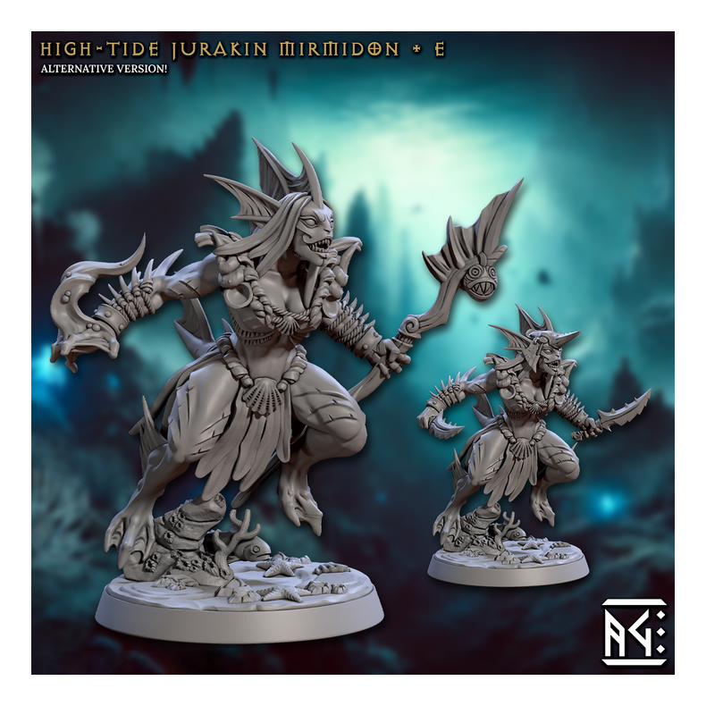 Tidal High-Tide Jurakin Tidewitch  E | 32mm Resin Sea Sorceress | Mirmidons of the Death-Tide