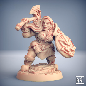 Dwarven Defender - D (Lady) | Modular 32mm Resin Miniature