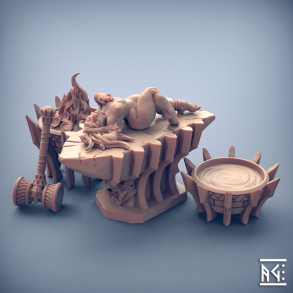 Fiamma the Oracle & Dumlok Anvil - Dumlok Flameseeker Beauty (32mm Fantasy Pinup Resin Miniature)