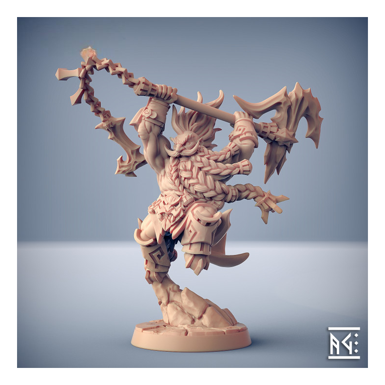 Gundroff Ragingflame  Dumlok Flameseeker Hero (32mm Resin Miniature)