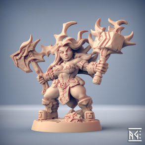 Helga Windfury - Dwarven Oathbreaker Hero | 32mm Resin Miniature for D&D & Tabletop Games