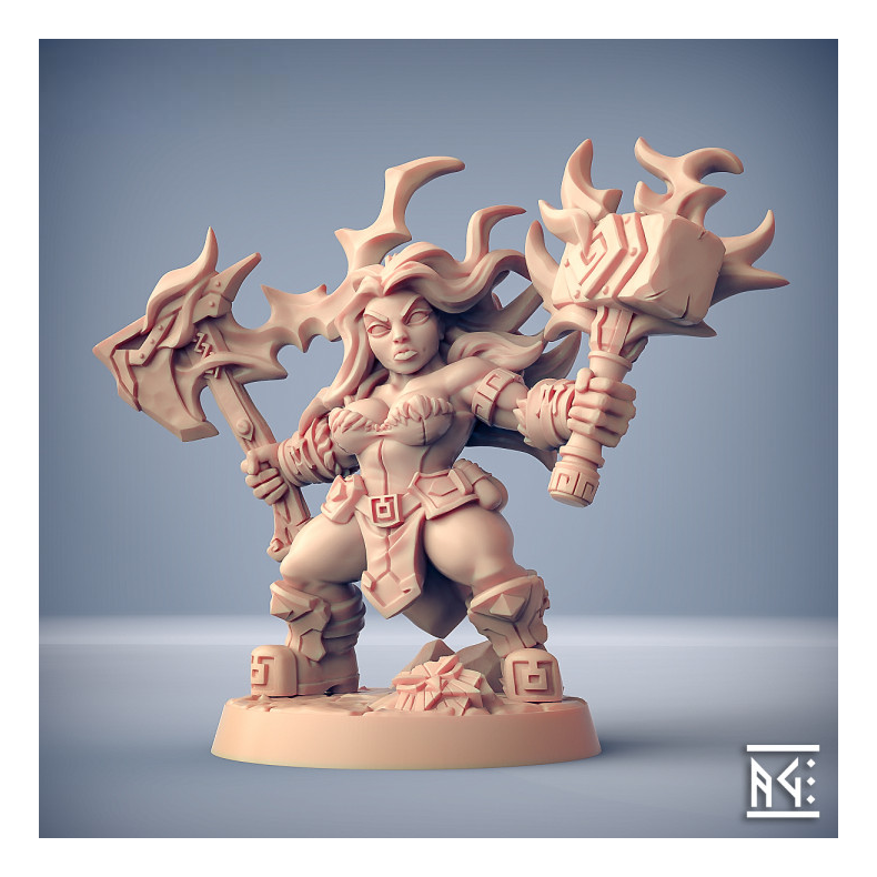 Helga Windfury  Dwarven Oathbreaker Hero | 32mm Resin Miniature for D&D &amp; Tabletop Games