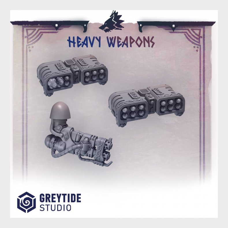 Heavy Weapons  Grimdark Miniature Bit Set | Missile Launchers &amp; Arm-Mounted Heavy Guns for DnD