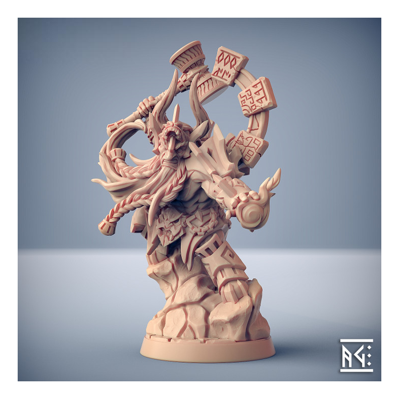 Runakk the Forgemaster  Dumlok Flameseeker Hero (32mm Resin Miniature)