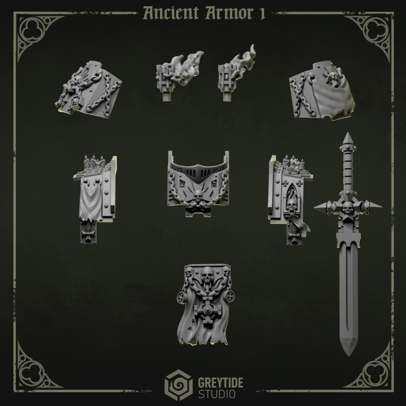 Ancient Armor 1  Grimdark Miniature Upgrade Bits Set