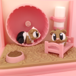 Bur til marsvin og hamstere � Hyggekrog med hjul, seng og madsk�l