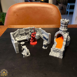 Medieval Forge with Anvil and flickering LED light