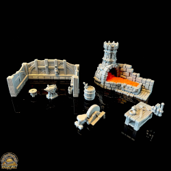 Medieval Forge with Anvil and flickering LED light