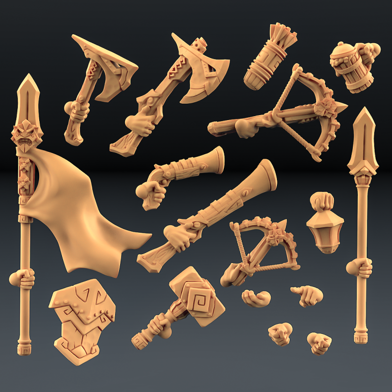 Dwarven Oathbreakers Modular Weapons Kit | 32mm Resin Armory for Fantasy Miniatures &amp; DnD