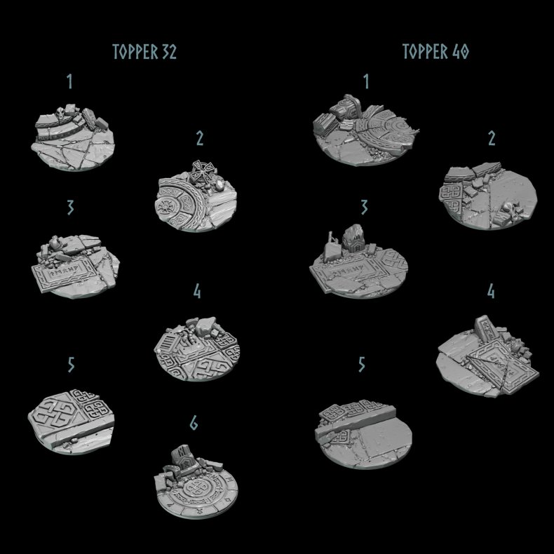 Toppers 32mm  Scenic Resin Bases for Tabletop Miniatures (Set of 6)