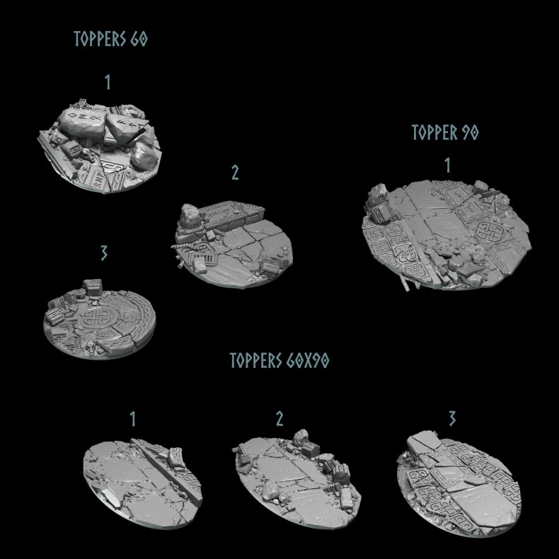 Toppers 60mm  Round Scenic Base Inserts (Set of 3) for Grimdark Miniatures