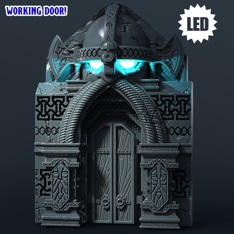 Dwarven Gate  LED-Ready Terrain with Working Doors (32mm PLA for DnD &amp; Tabletop RPGs)