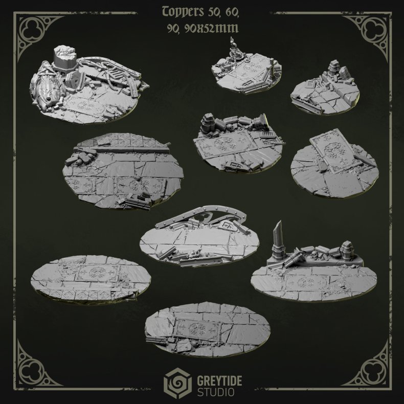 Toppers 90mm  Scenic Resin Base Inserts (Set of 2) for Grimdark Miniatures &amp; Tabletop RPGs