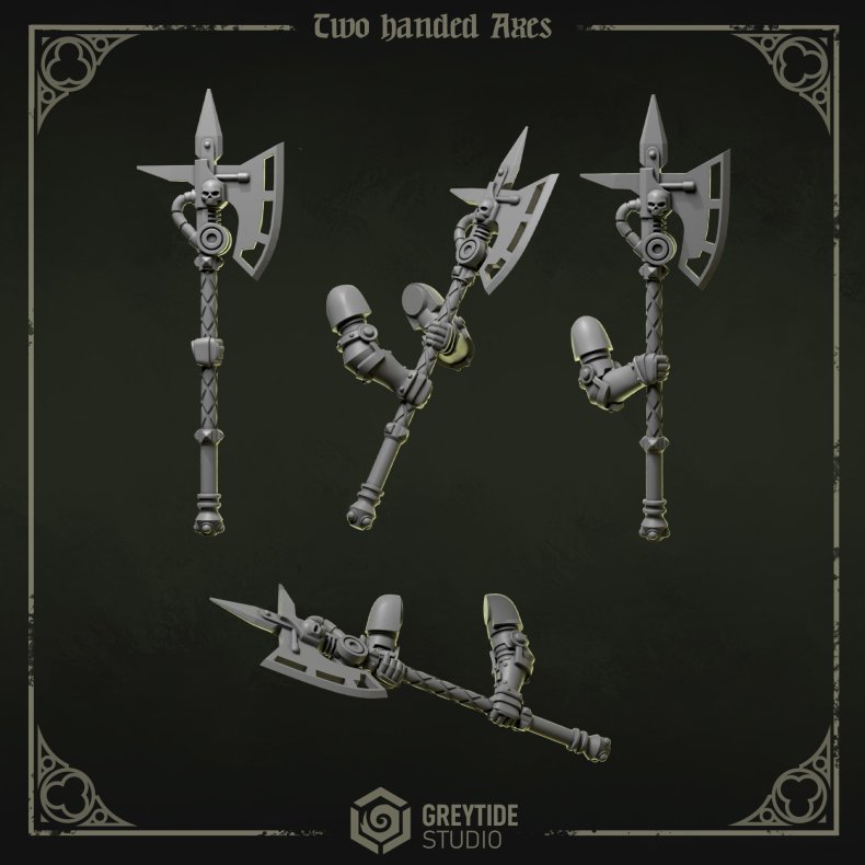 Two Handed Axes  Set of 6 Grimdark Resin Weapon Bits for Tabletop RPGs &amp; Wargames