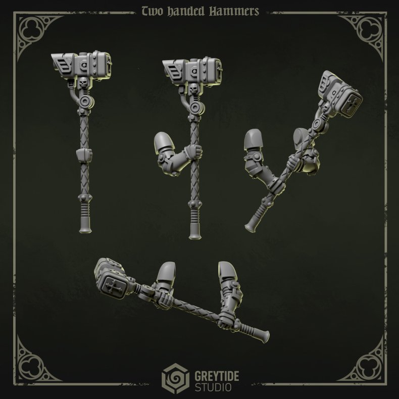  Two Handed Hammers  Set of 6 Heavy Resin Melee Bits for Tabletop RPGs &amp; Wargames