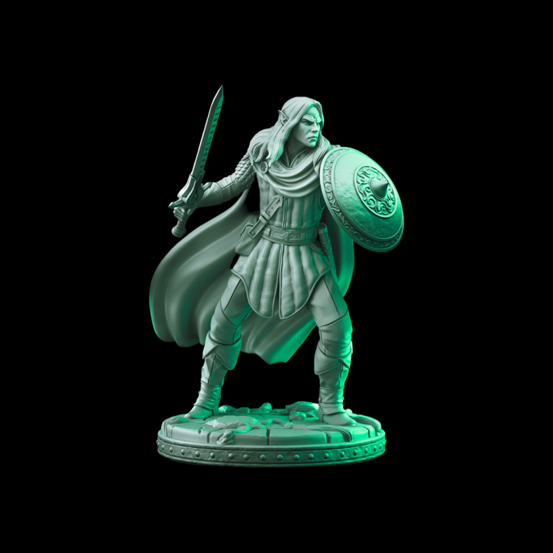 Male Elf Warrior  3D Printed Fantasy Miniature for DnD &amp; Tabletop RPGs