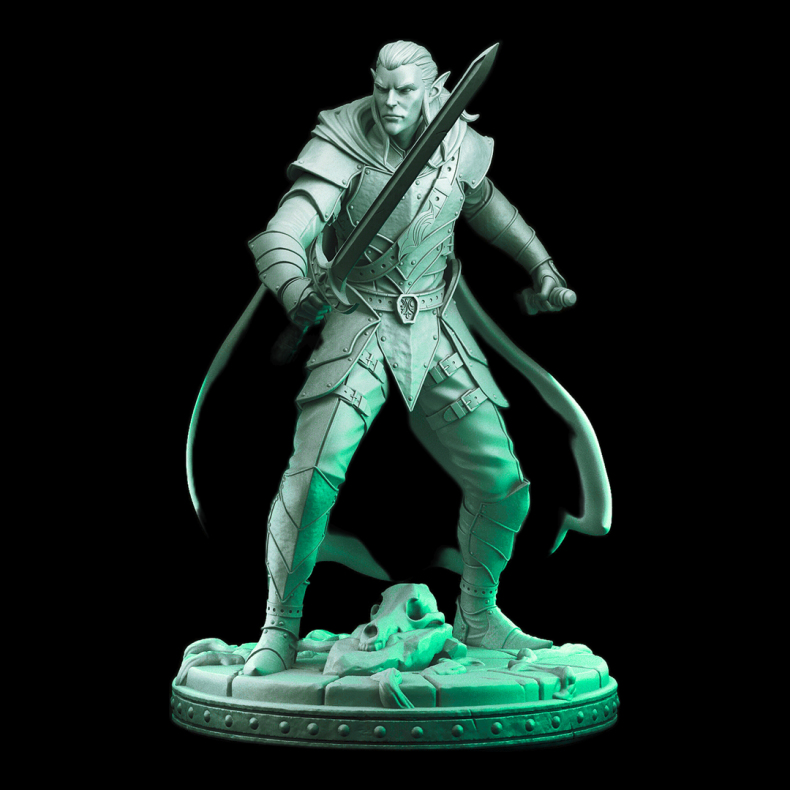 Male Elf Warrior  3D Printed Fantasy Miniature for DnD &amp; Tabletop RPGs