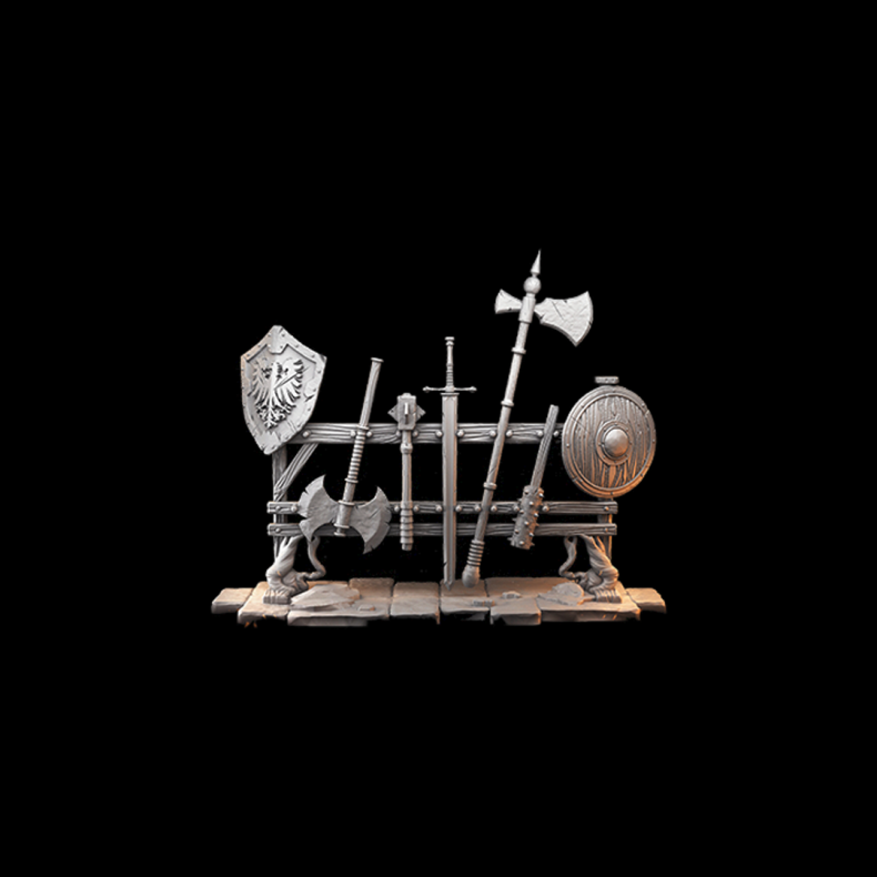 Weapons Rack  3D Printed Armory Terrain for DnD &amp; Fantasy Tabletop Games