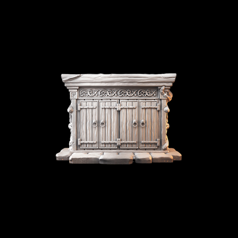 Sturdy Wooden Cupboard  3D Printed Terrain for DnD &amp; Tabletop Games