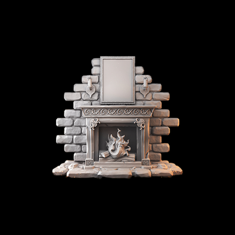 Stone Fireplace  3D Printed Fantasy Terrain for DnD &amp; Tabletop RPGs