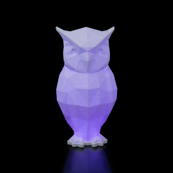 Low Poly Ugle Bordlampe � LED stemningslys i hvid bioplast 