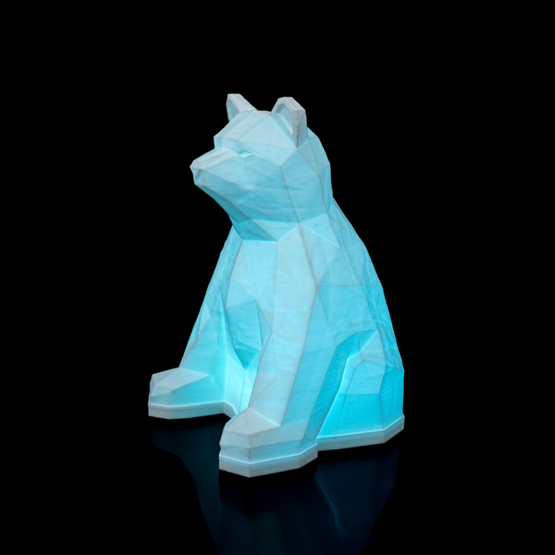 Low Poly Bj�rn � LED Bordlampe i hvid Bioplast 