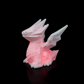 Low Polygon Drage � LED Bordlampe i hvid Bioplast