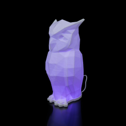 Low Poly Ugle Bordlampe � LED stemningslys i hvid bioplast 