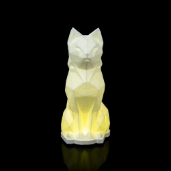 Low Poly Kat � LED Bordlampe i hvid Bioplast