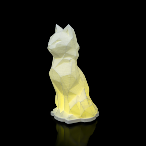 Low Poly Kat � LED Bordlampe i hvid Bioplast