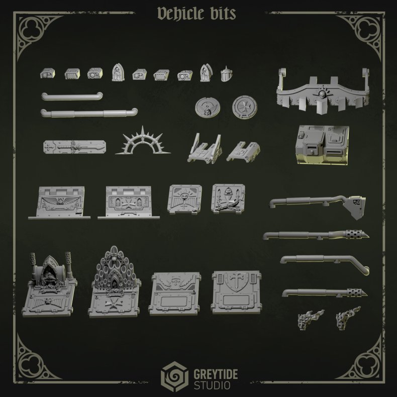 Vehicle Bits Set  Grimdark Upgrade Kit for Wargame Vehicles