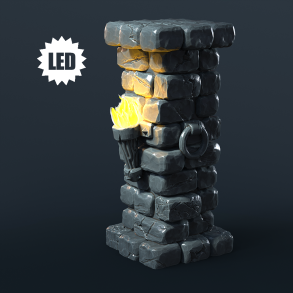 Column with Torch - LED-Ready Terrain (32mm Scale for DnD & Tabletop RPGs)