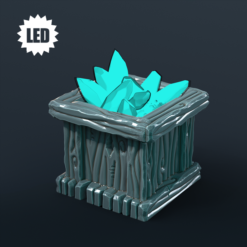 Mine Crate  Glowing Crystal LED Terrain (32mm Resin Prop for DnD &amp; Tabletop RPGs)