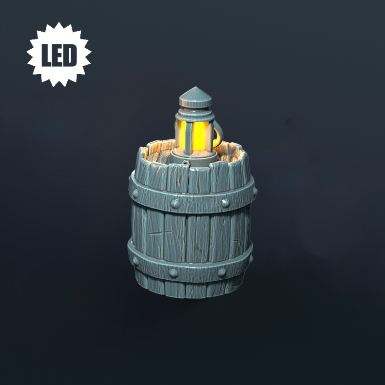  Lantern on Barrel  32mm LED Terrain Prop for Tabletop RPGs &amp; Wargames