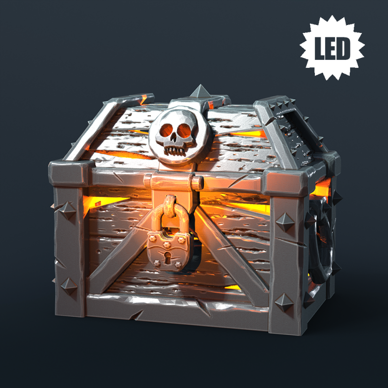 Igneous Chest  LED-Ready Resin Prop (32mm Scale for DnD &amp; Tabletop RPGs)