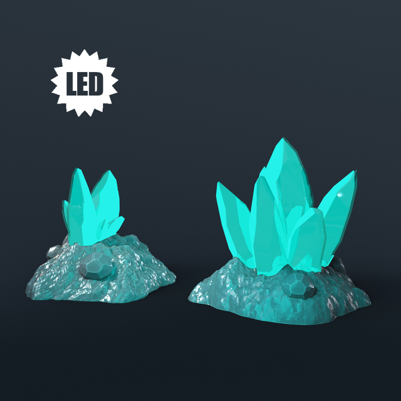 Crystal Ores (2pcs)  LED-Ready Terrain (32mm Scale for DnD &amp; Tabletop RPGs)