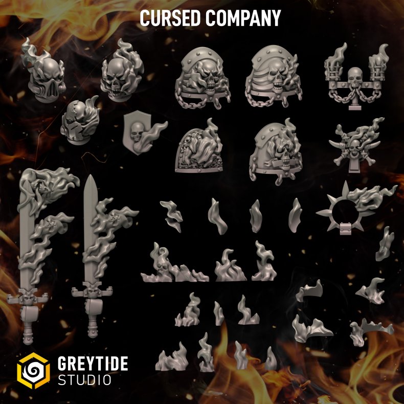 Cursed Company  Undead &amp; Flame Bits Set for Miniatures, Wargames, and Tabletop RPGs
