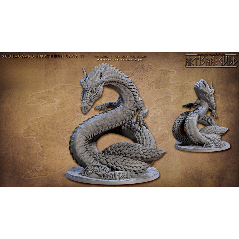 Skutagaard Northmen Saga II: Eldormr the Fire Linnorm  Epic Resin Dragon Boss (100mm Base)
