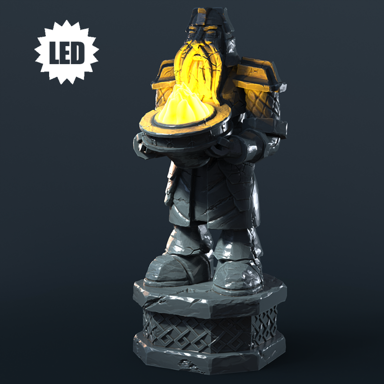 Dwarven Statue  LED-Ready Terrain (32mm Scale for DnD &amp; Tabletop RPGs)
