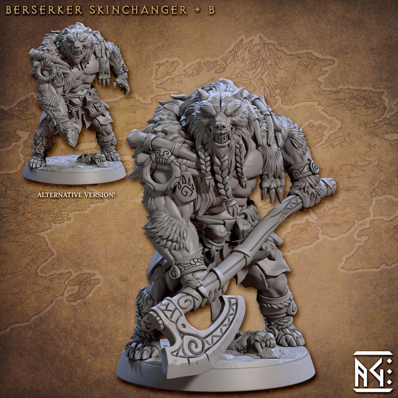 Skutagaard Northmen Saga II: Skinchanger (B)  32mm Resin Miniature (2 Variants)