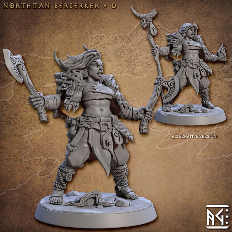 Skutagaard Northmen Saga II: Berserker (D)  32mm Resin Miniature with Two Dynamic Poses