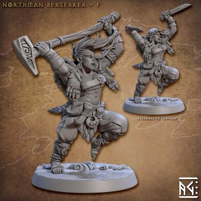 Skutagaard Northmen Saga II: Berserker (F) - 32mm Resin Female Barbarian Miniature