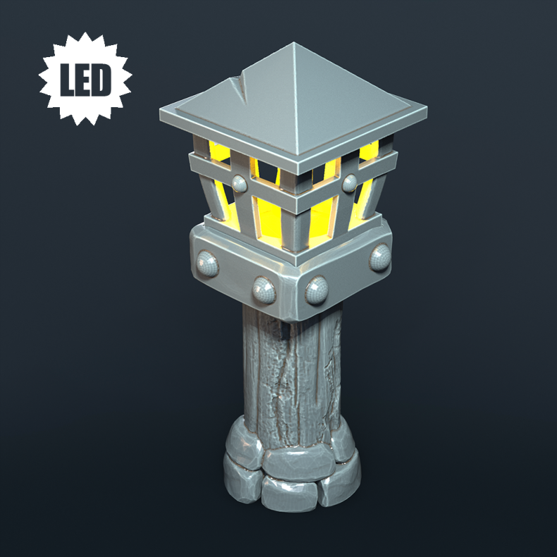 Lamp Post  LED Resin Terrain for Tabletop RPGs (32mm Scale)