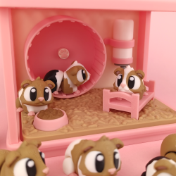 Bur til marsvin og hamstere � Hyggekrog med hjul, seng og madsk�l